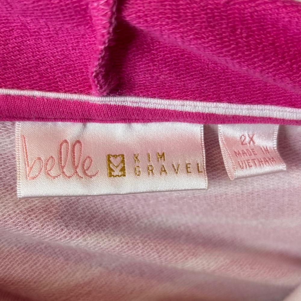 Belle by Kim Gravel size 2X Vibrant Pink and White Striped Hoodie - Picture 9 of 9